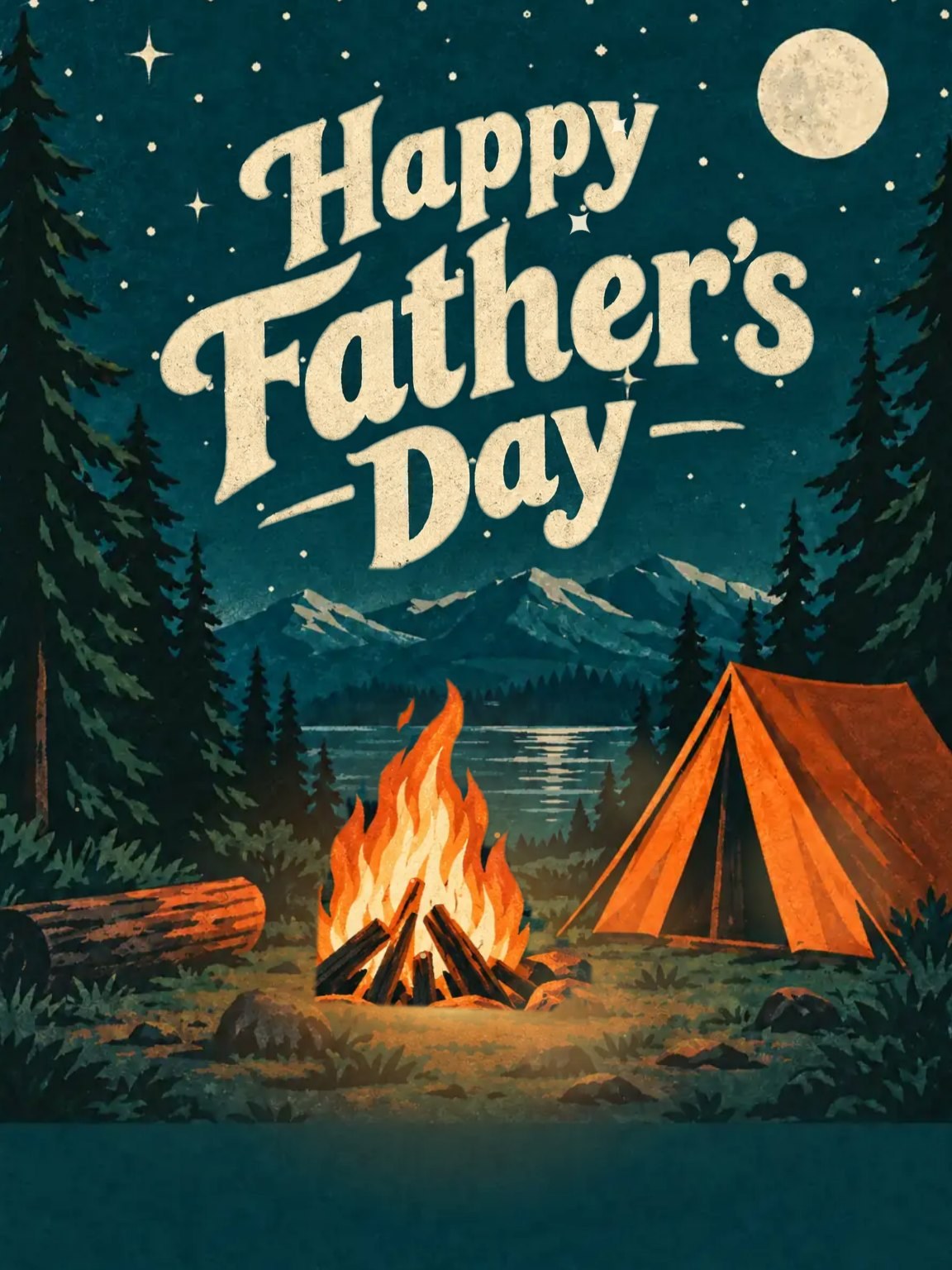 Campfire Flat Father's Day Card