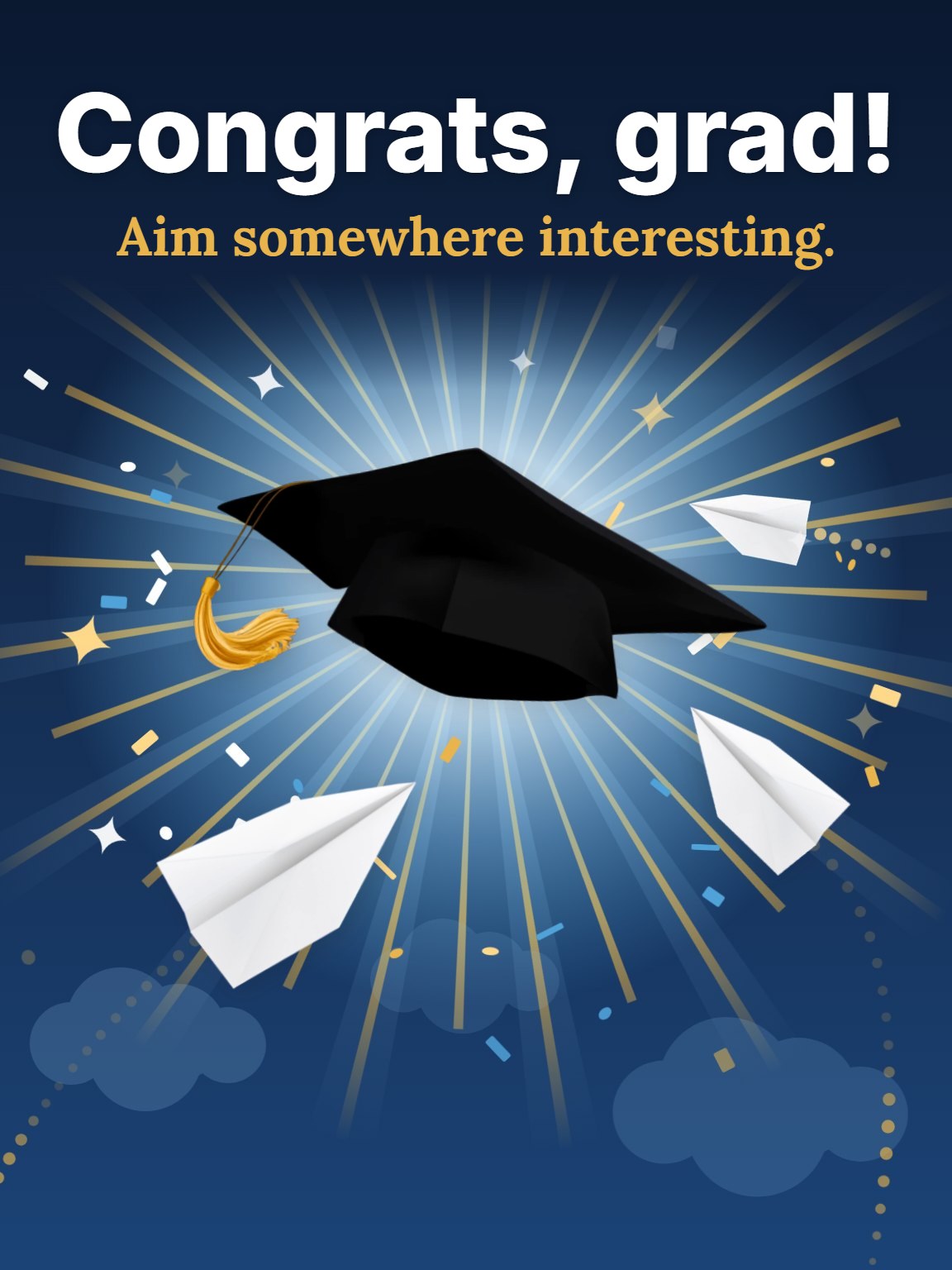 Paper Planes Ascending Graduation Card