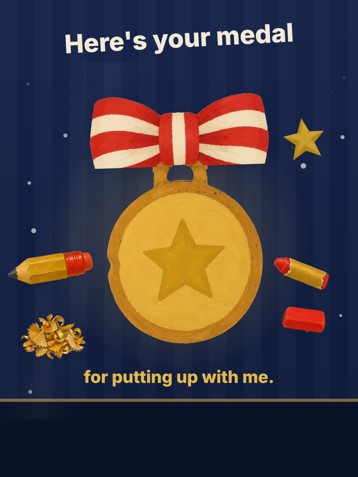 Here's Your Medal Teacher Appreciation Card