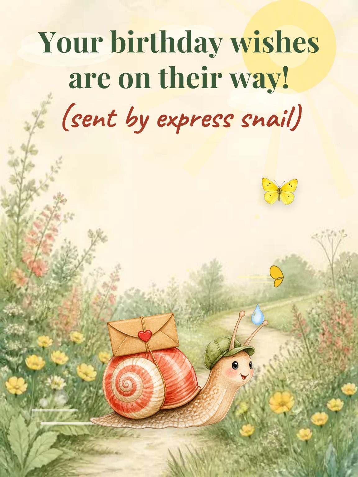 Express Snail Delivery Belated Birthday Card