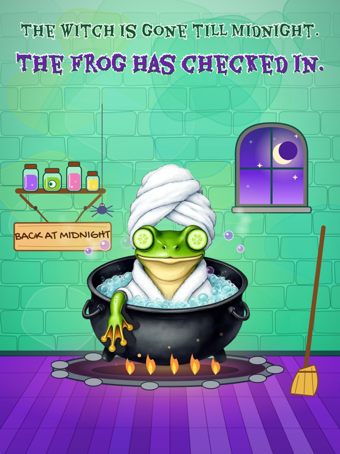 Frog Spa Day Halloween Card