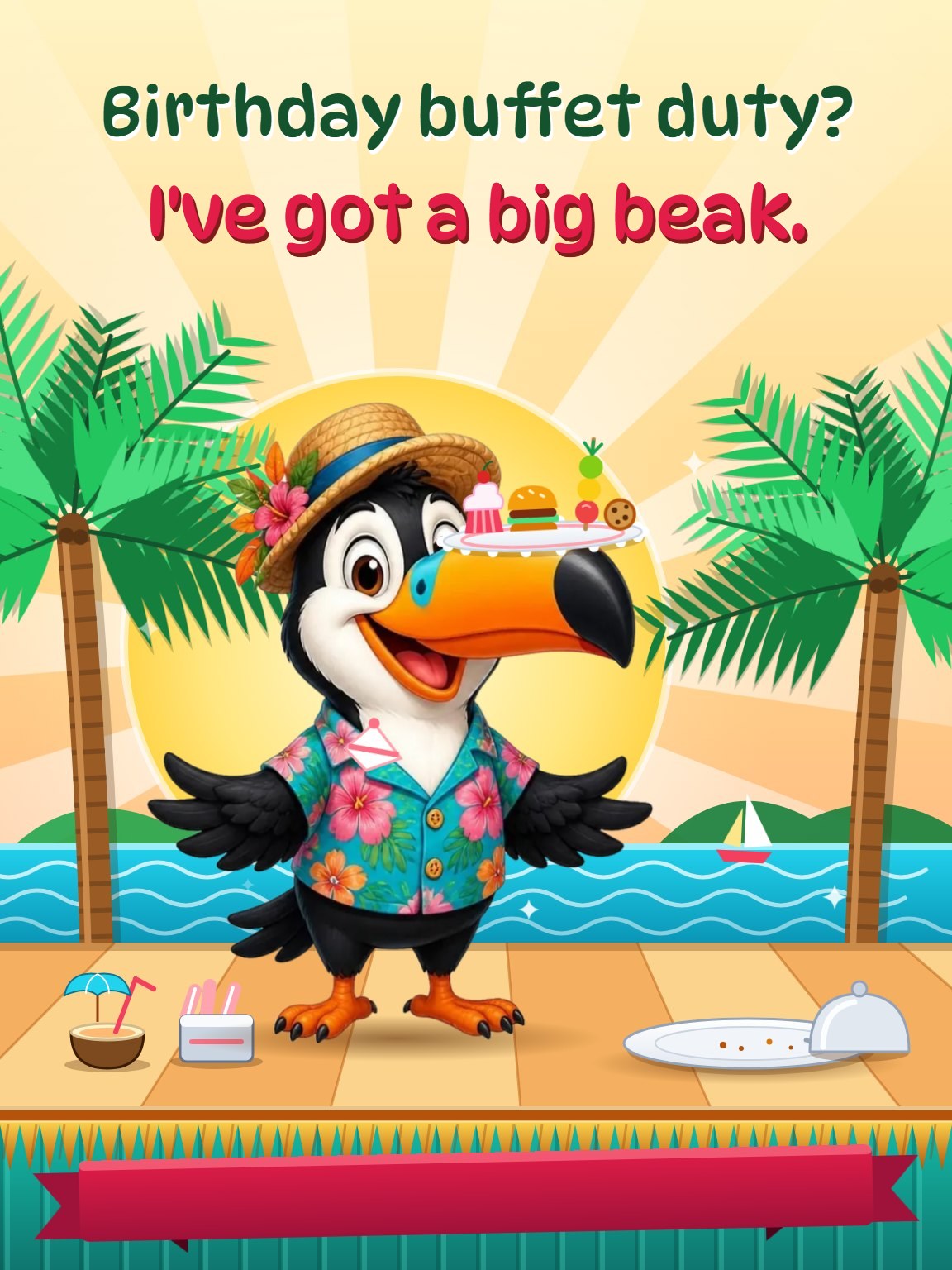 Toucan Beak Buffet Funny Birthday Card