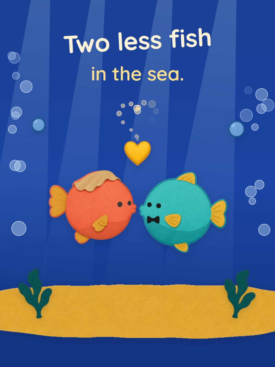 Two Less Fish Wedding Congratulations Card