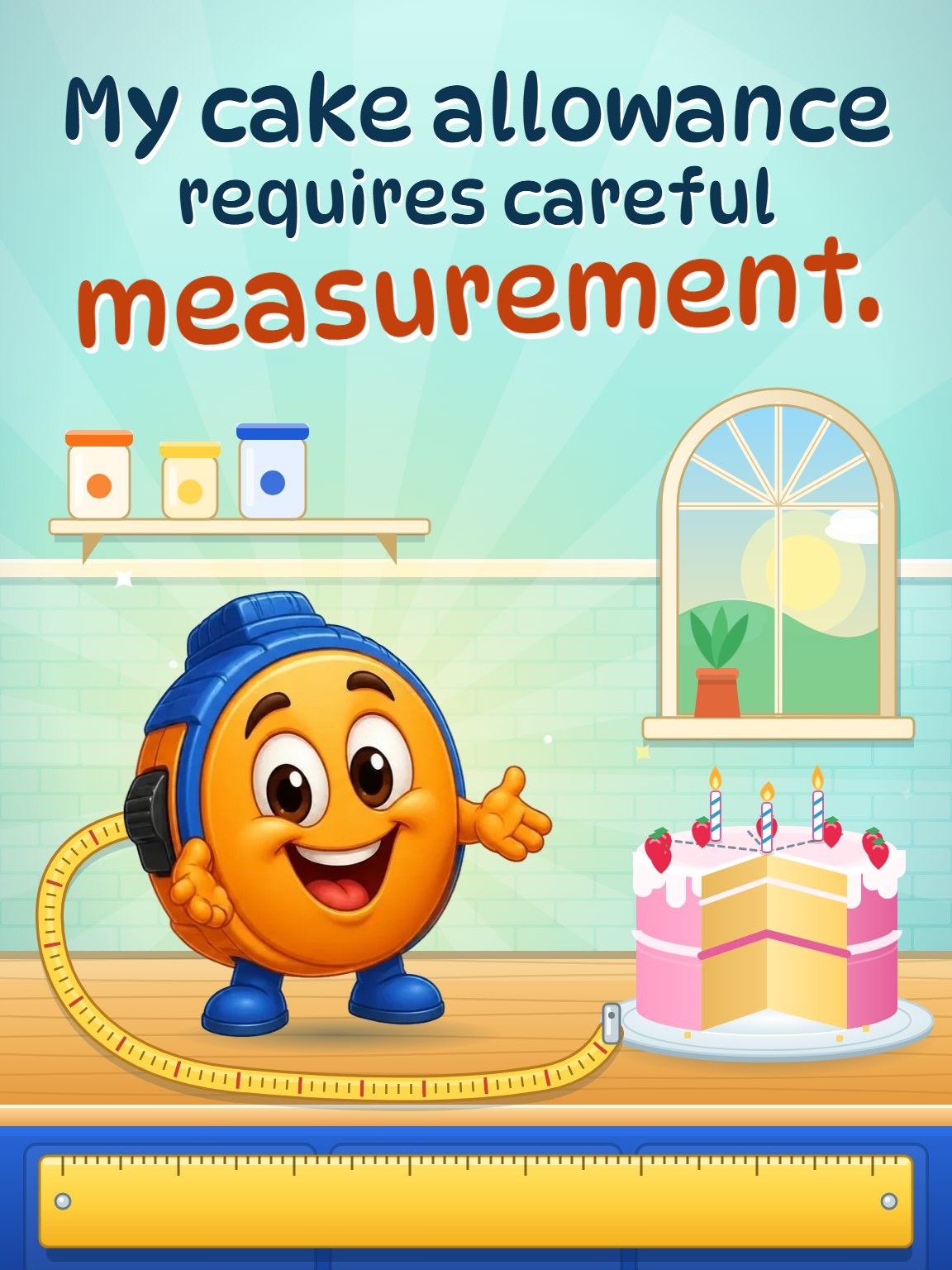 Tape Measure Cake Allowance Funny Birthday Card