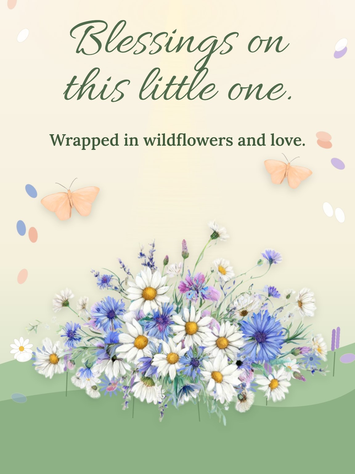 Cradle of Wildflowers Baptism Card