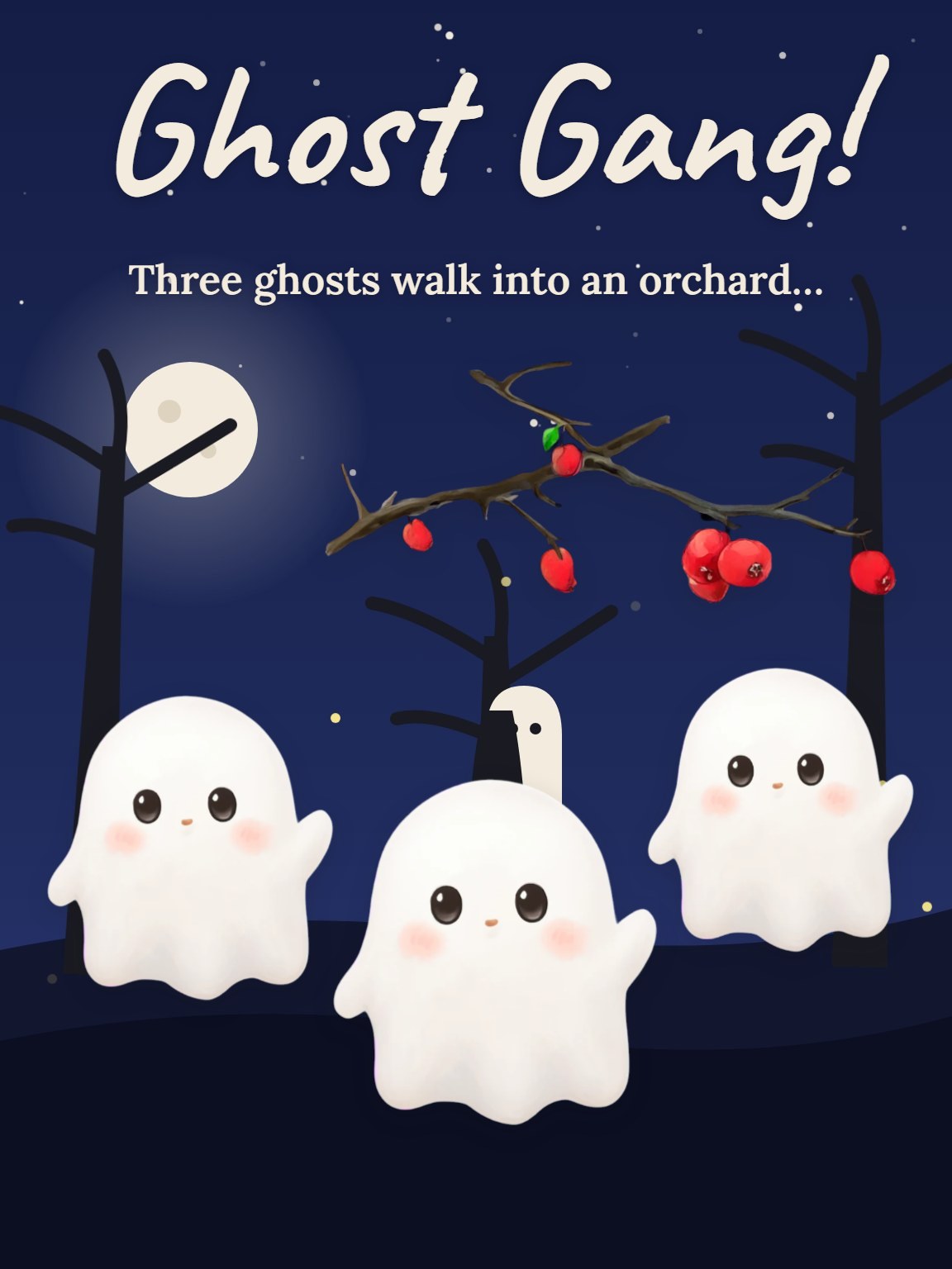 Ghosts in the Orchard Halloween Card