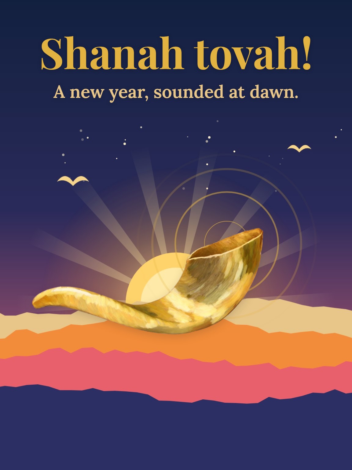 Shofar at First Light Rosh Hashanah Card