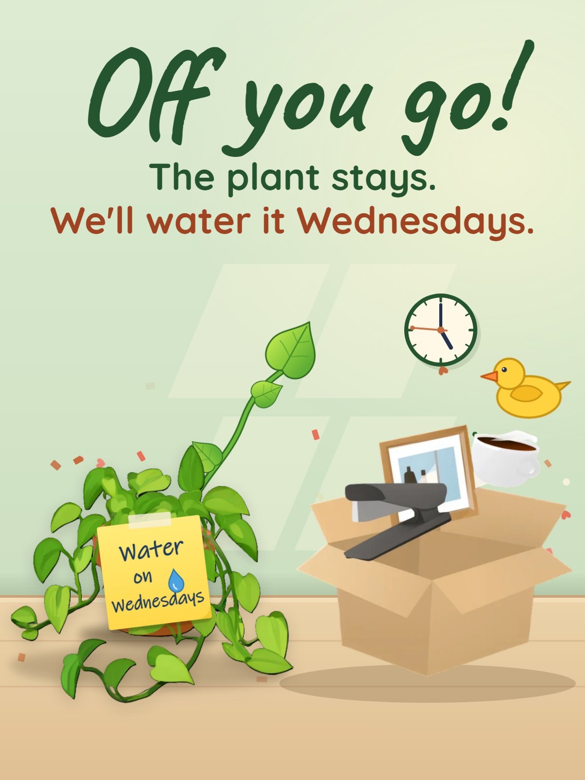 The Plant Stays Coworker Farewell Card