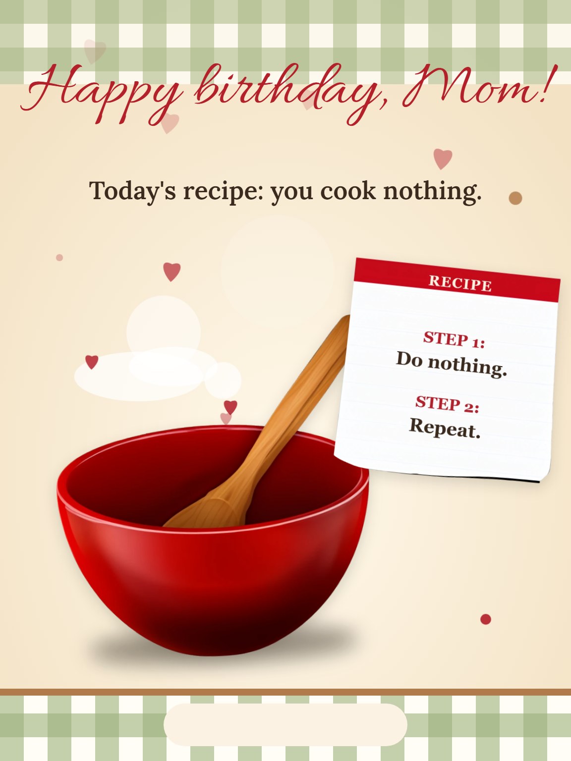 Recipe Card for Mom Birthday Card