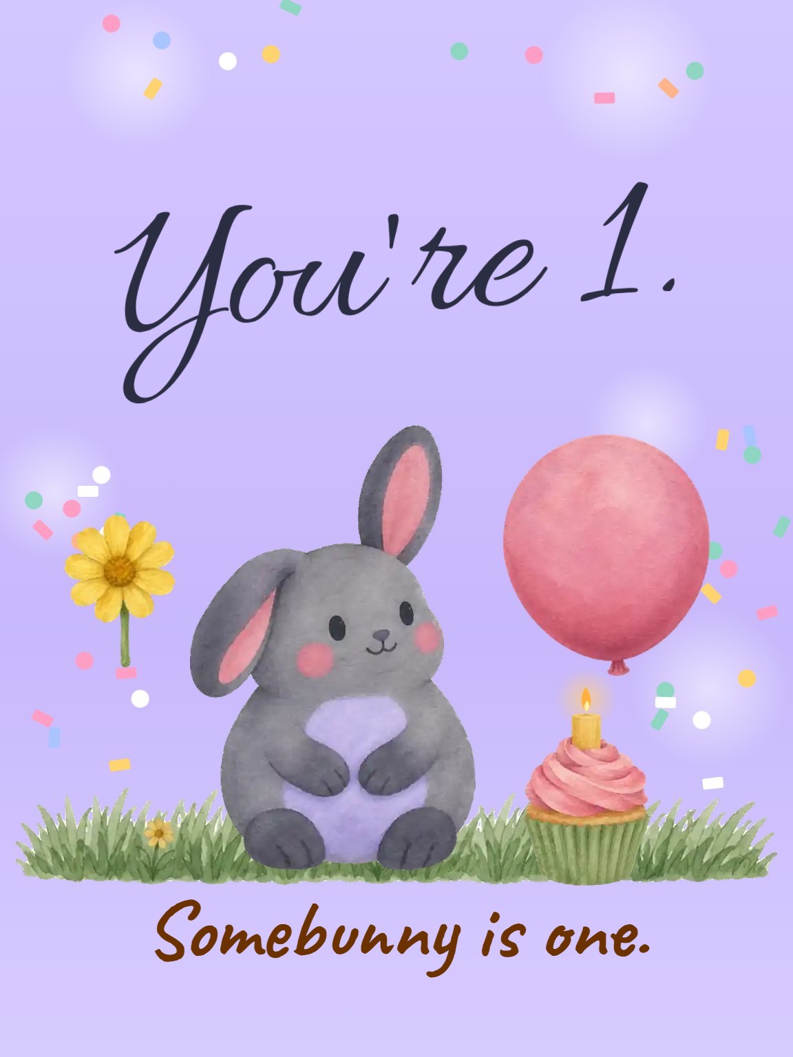 Little Bunny One First Birthday Card