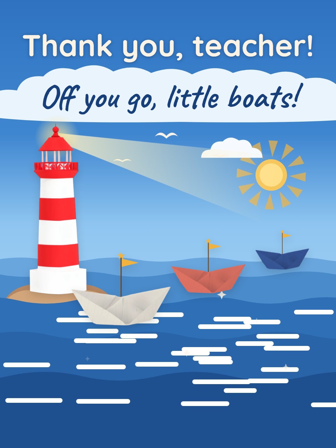 Paper Boats for Teacher Appreciation Card