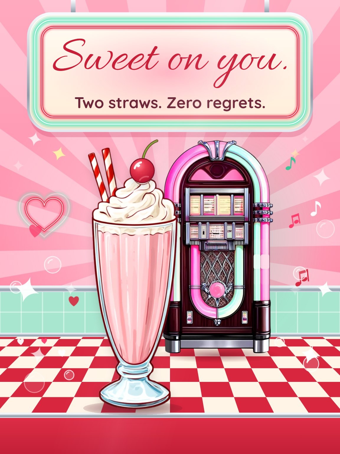 Two Straws, One Shake Valentine's Day Card
