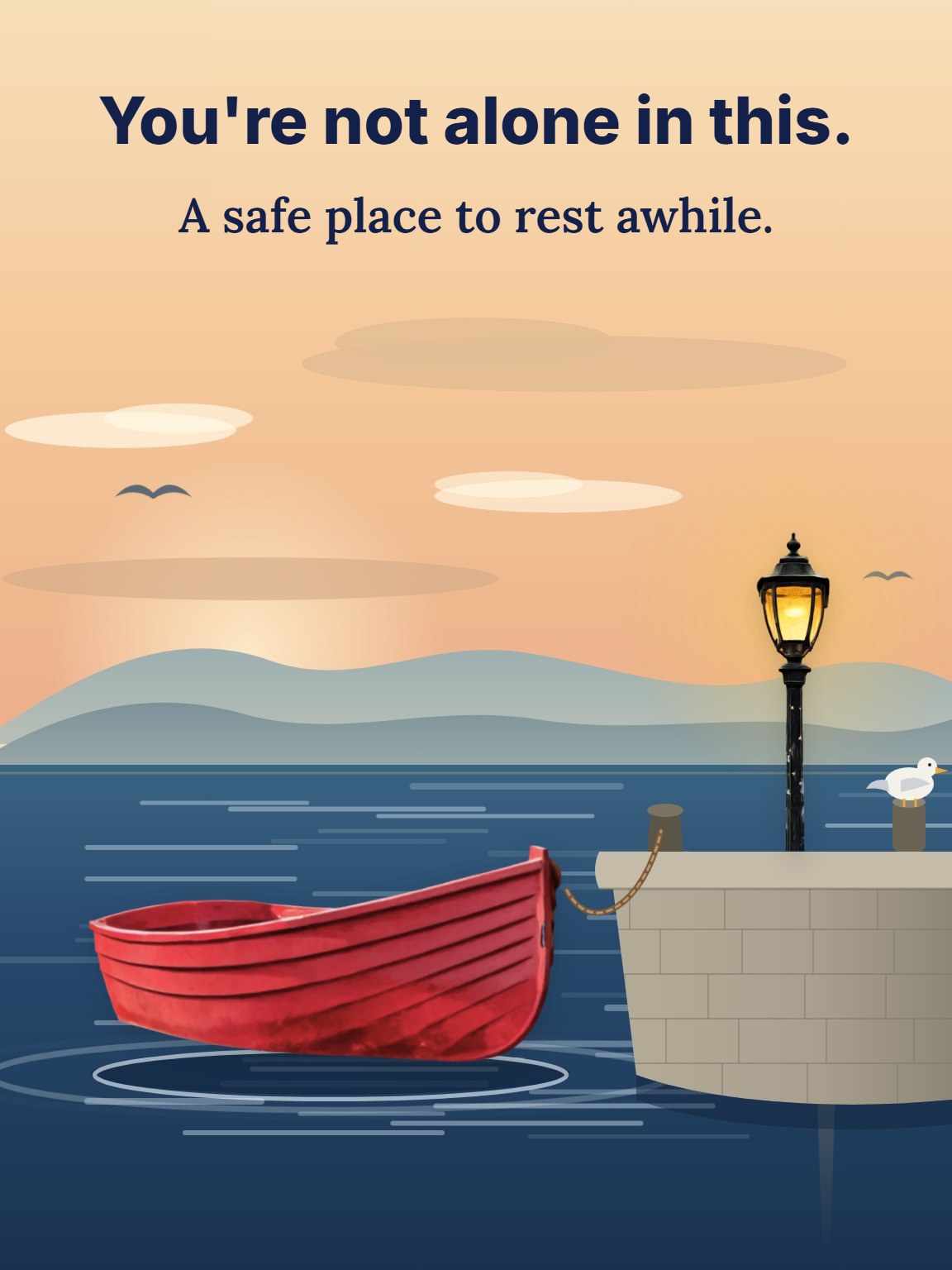 Small Boat, Calm Harbor Thinking of You Card