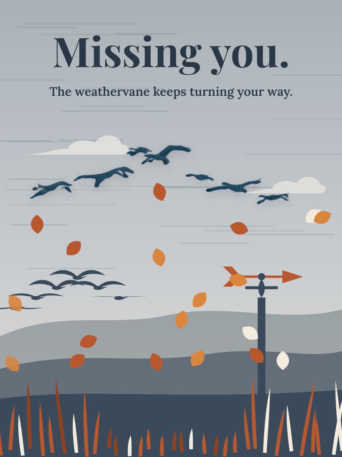 Geese Going South Miss You Card