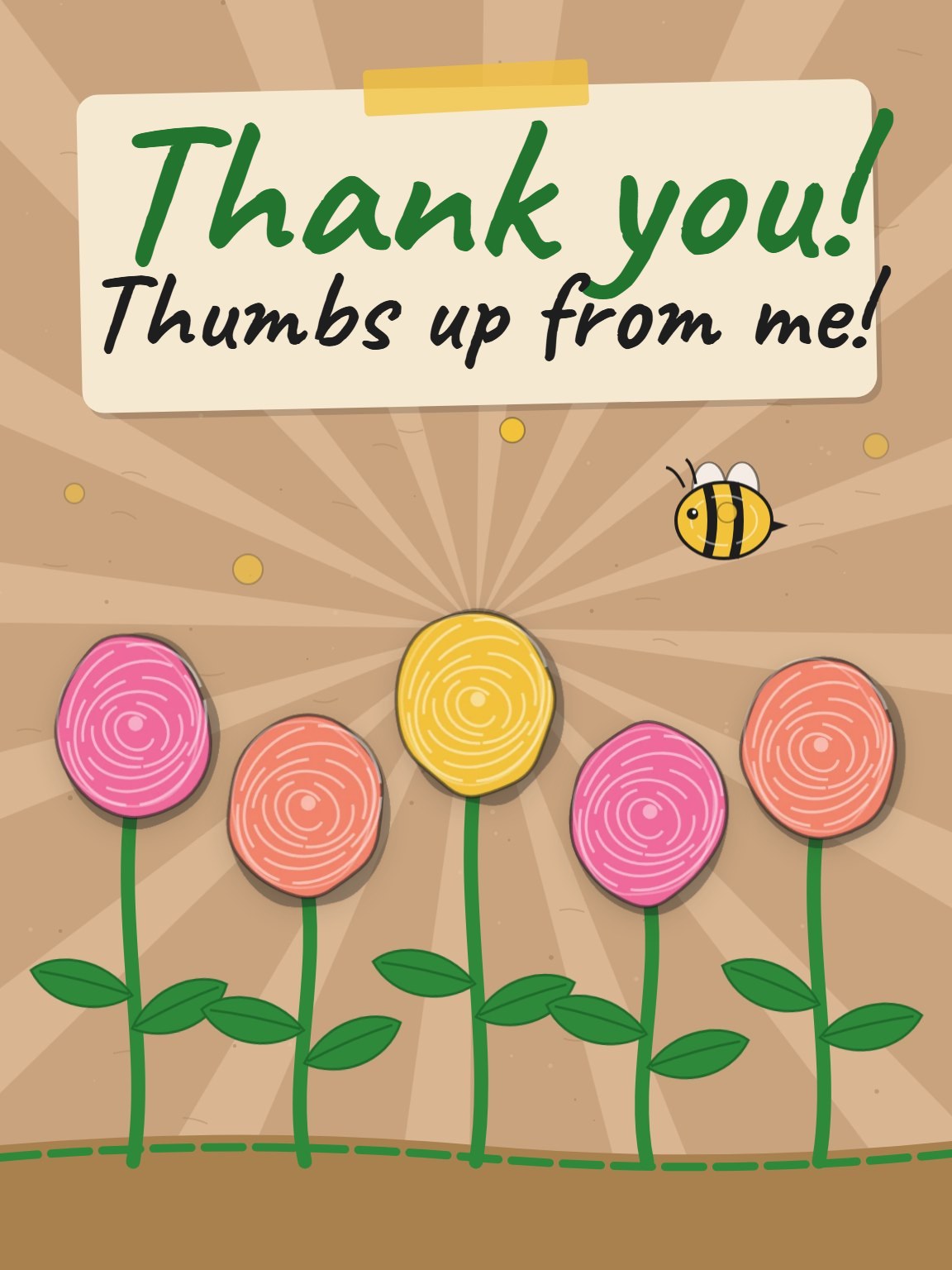 Thumbprint Flower Kids Thank You Card