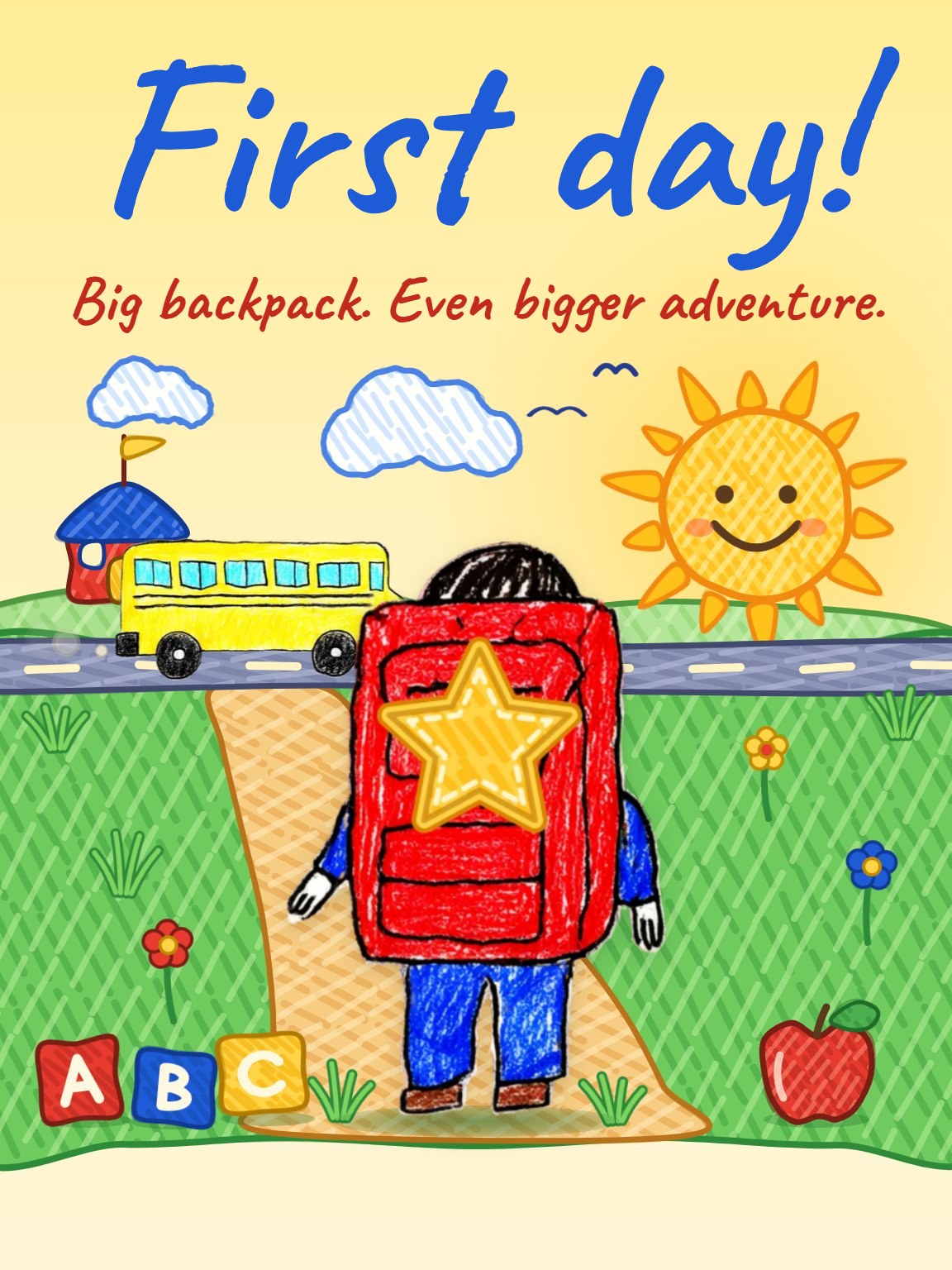 Big Backpack, Small Human First Day of School Card