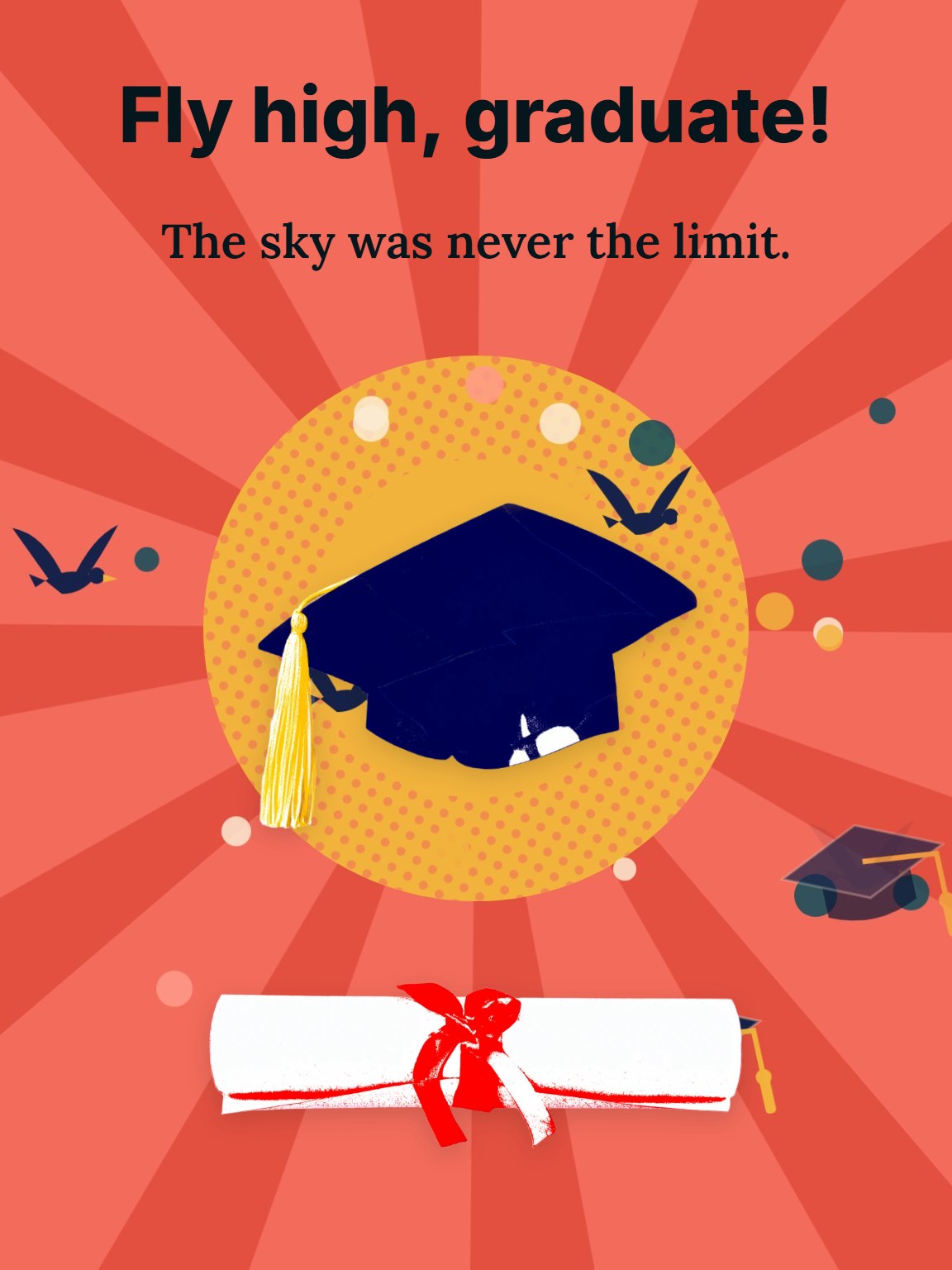 Caps in the Air Graduation Card