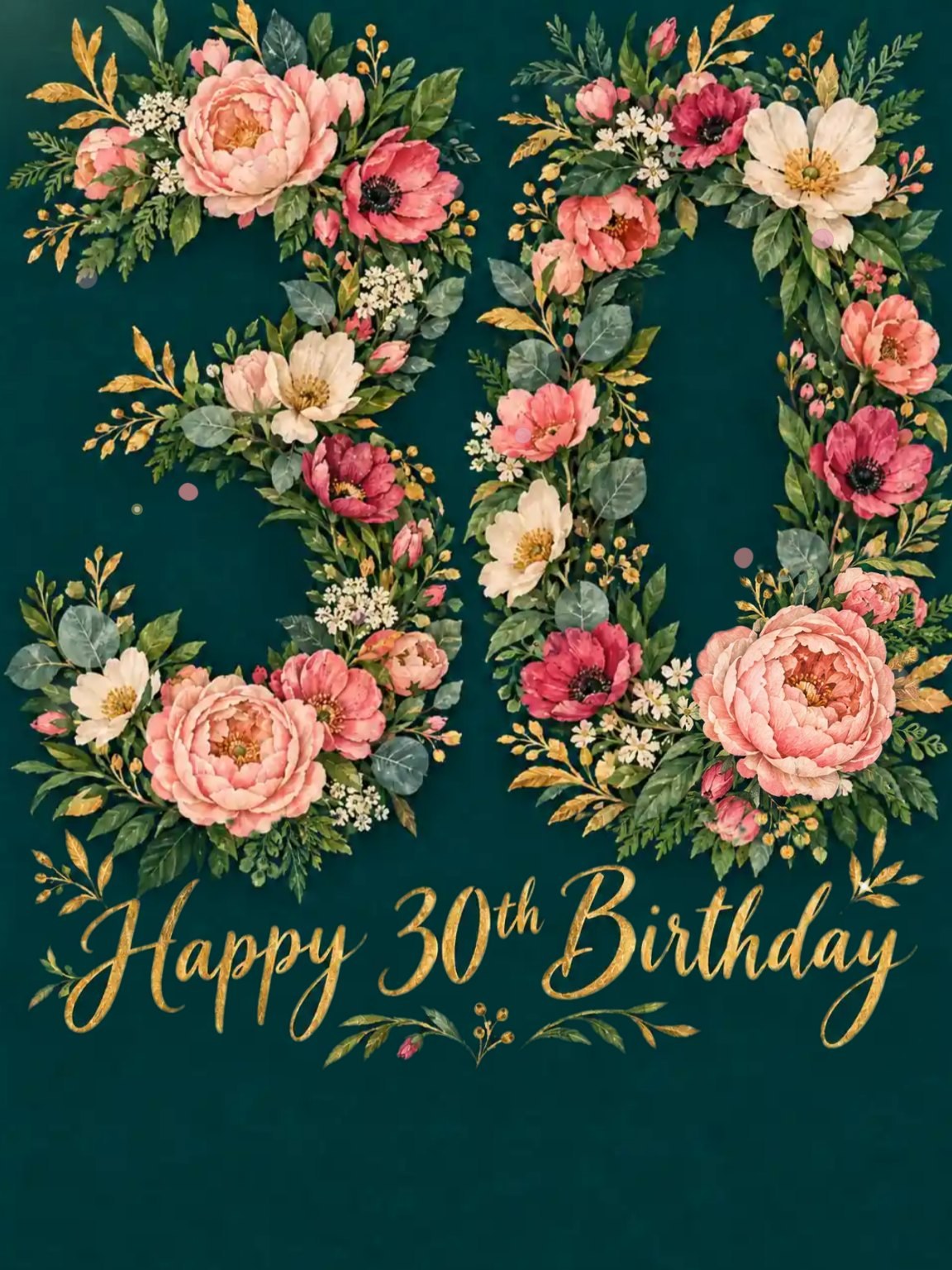 Botanical Thirty Birthday Card