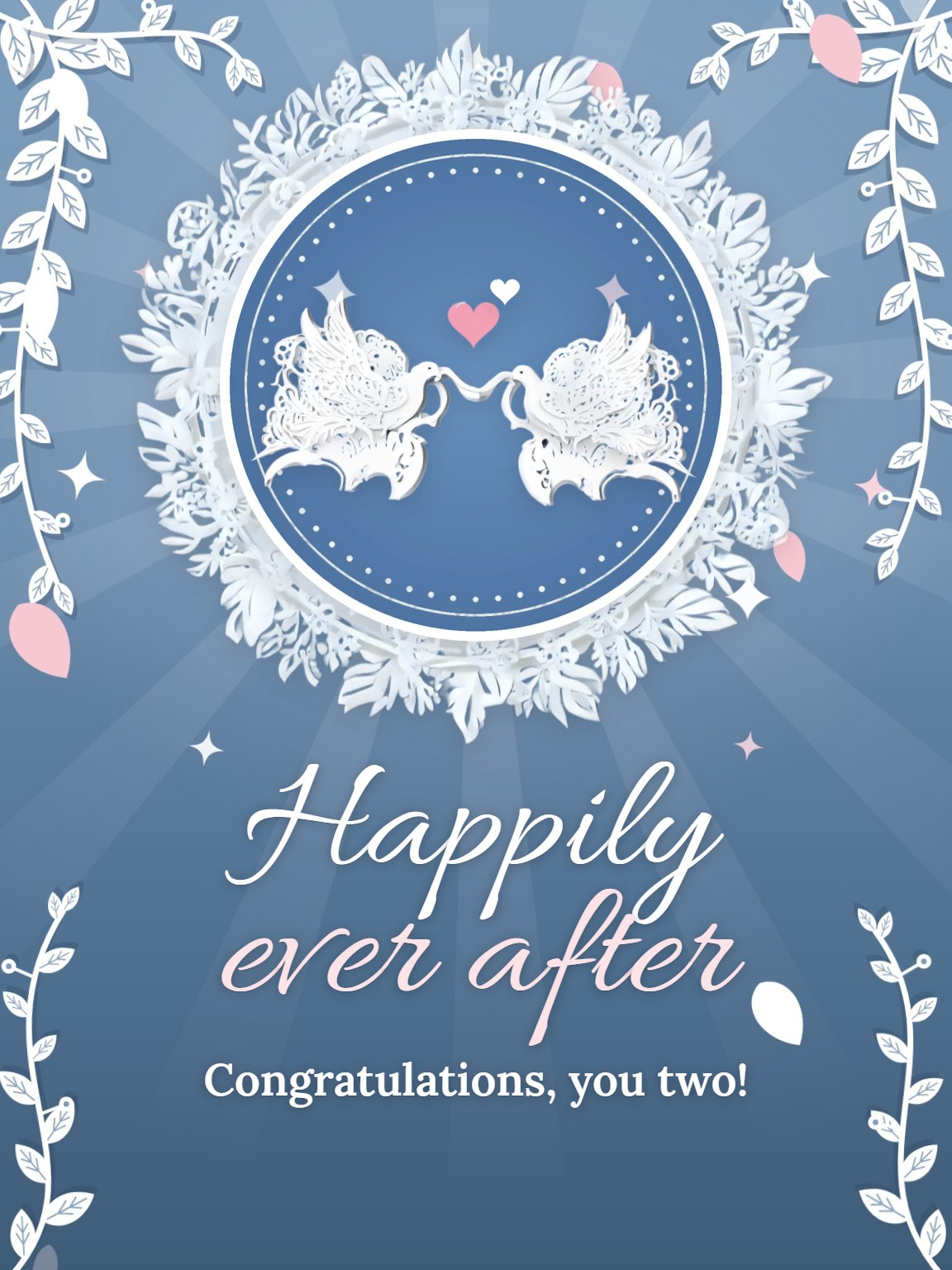 Paper-Cut Doves Wedding Congratulations Card