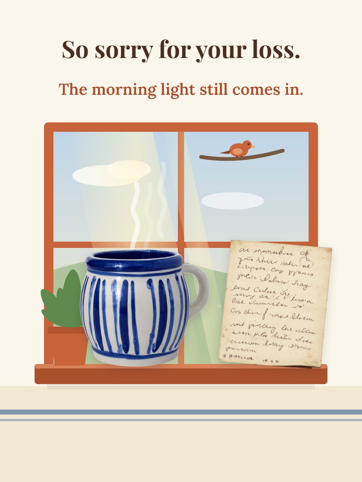 Kitchen Window Light Loss of a Parent Sympathy Card