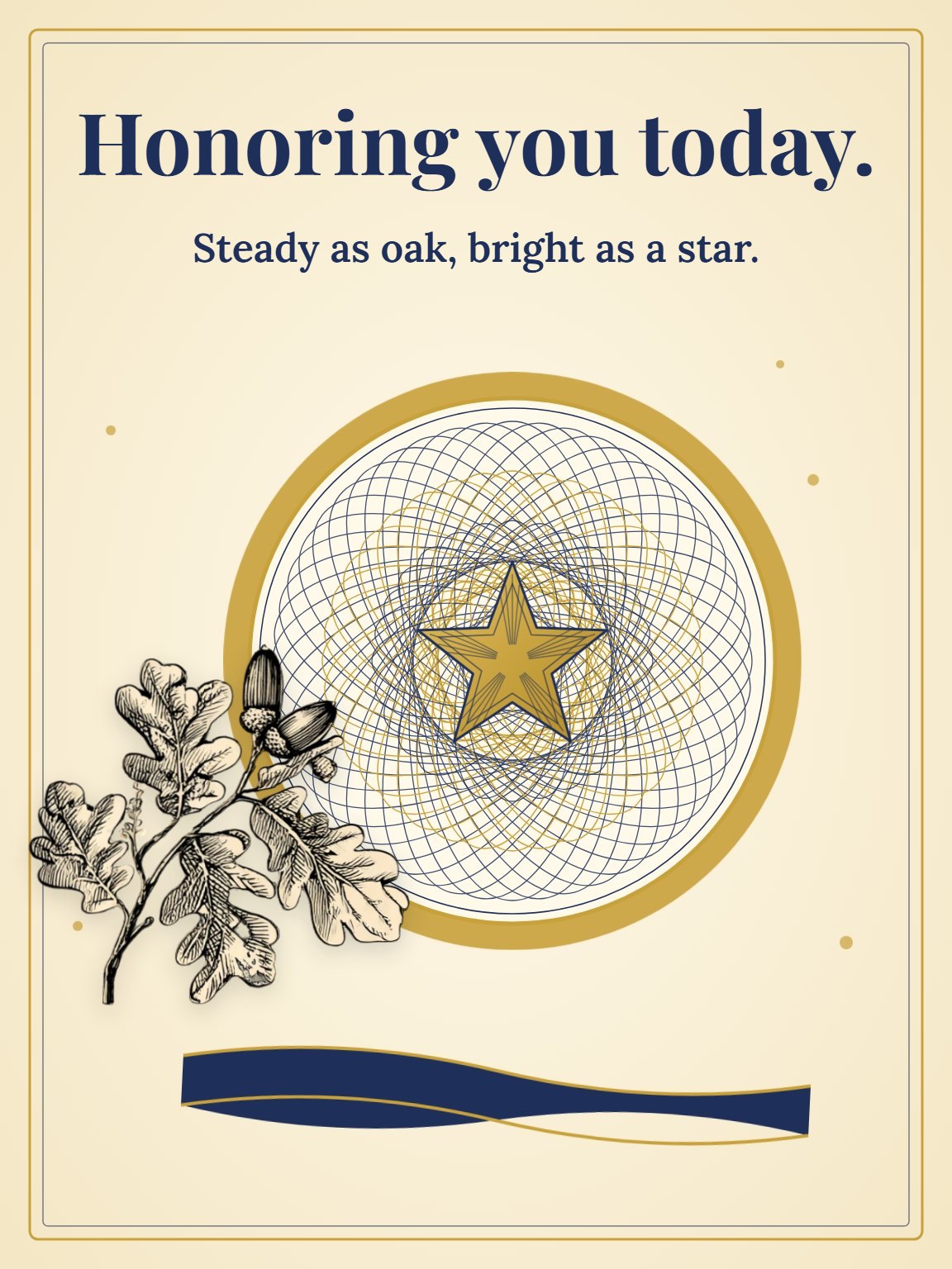 Oak and Star Veterans Day Card