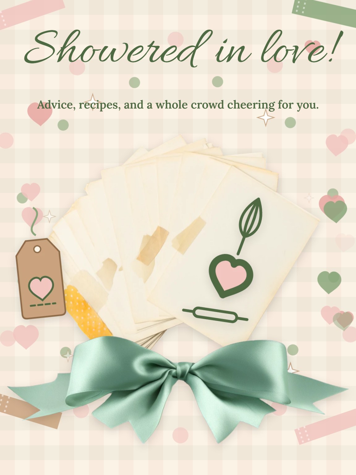 Ribbons and Recipe Cards Bridal Shower Card