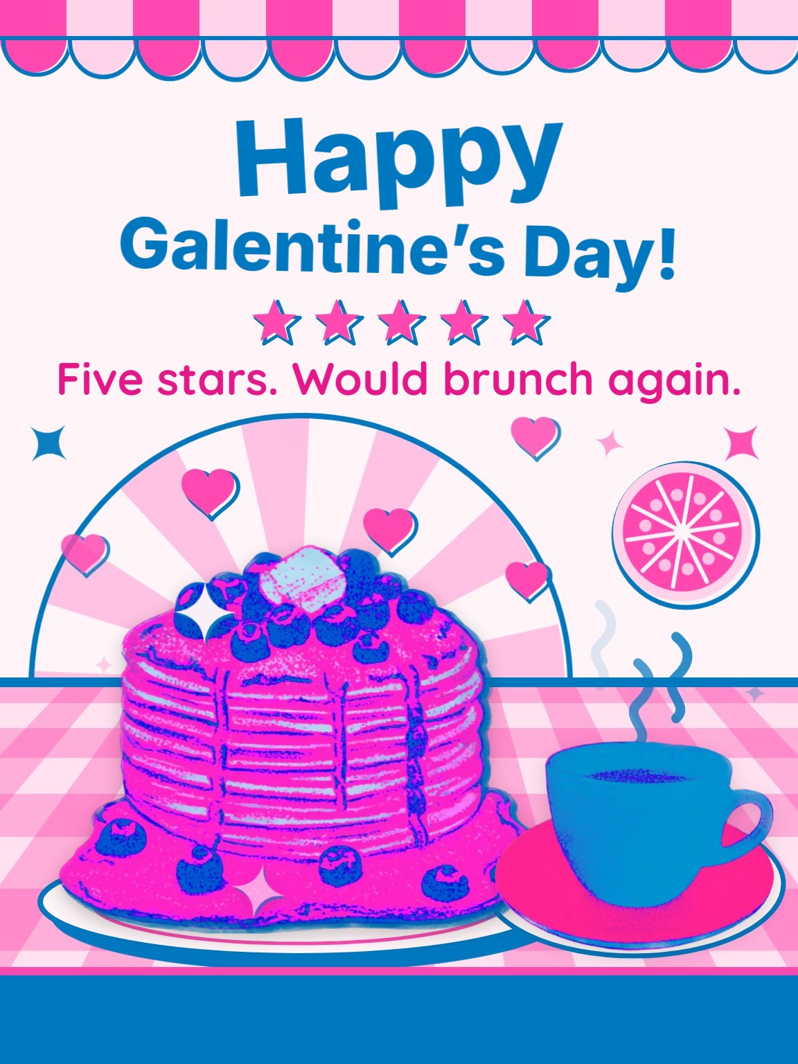 Risograph Brunch Club Galentine's Day Card