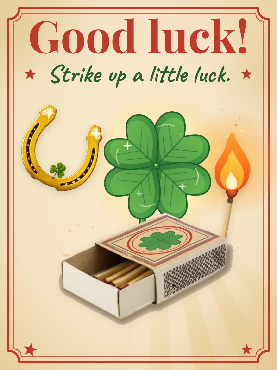 Lucky Clover Matchbox Good Luck Card