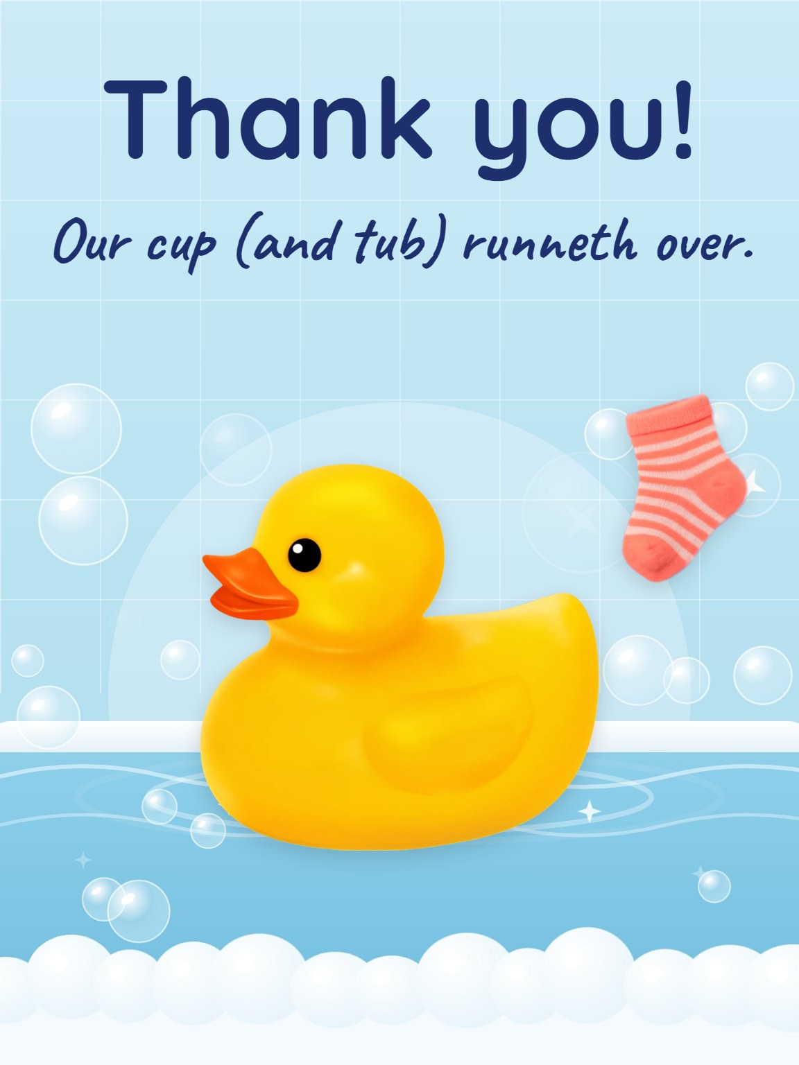 Duckling Bath Baby Shower Thank You Card