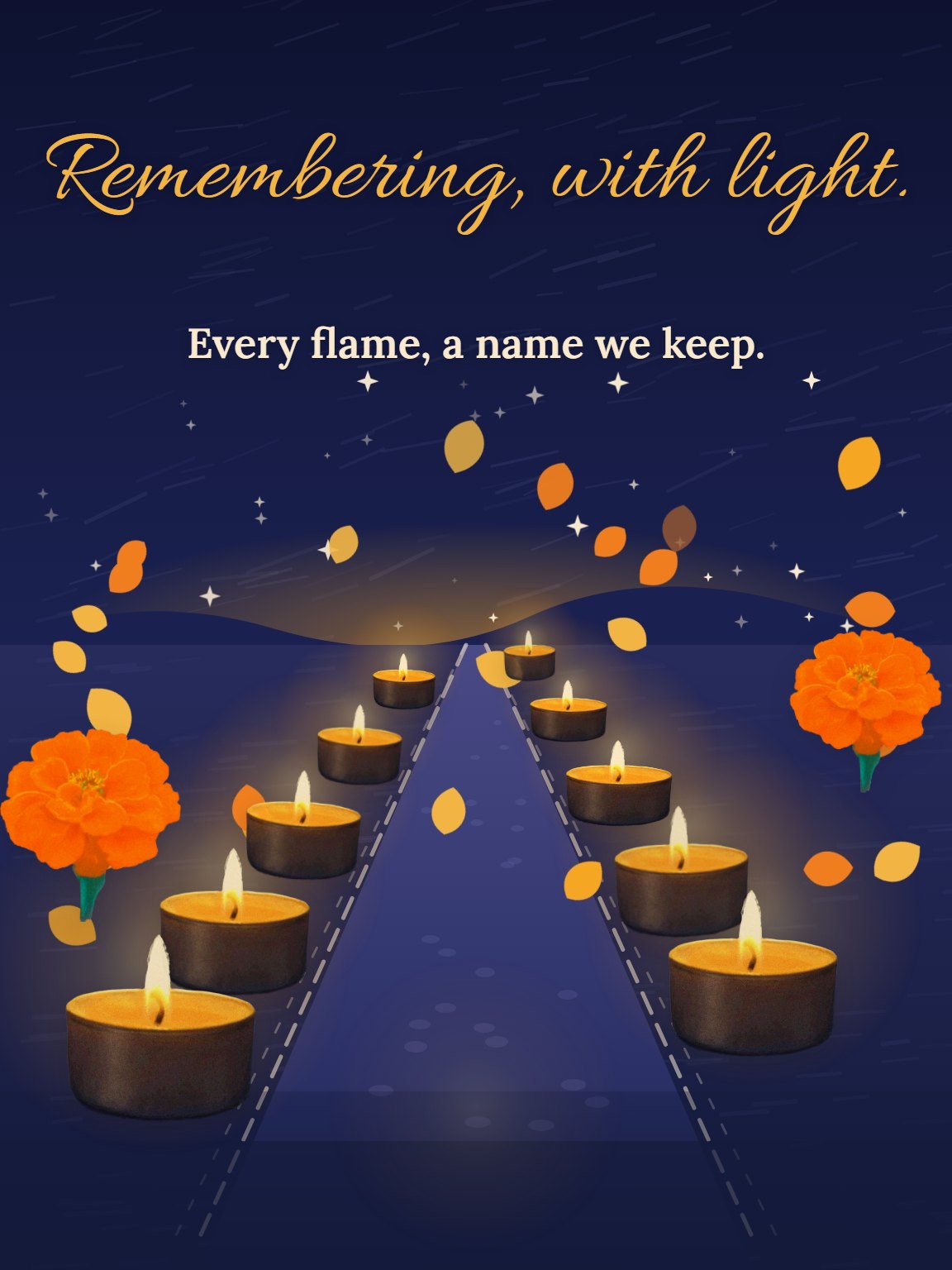 Candles on the Path Día de los Muertos Card