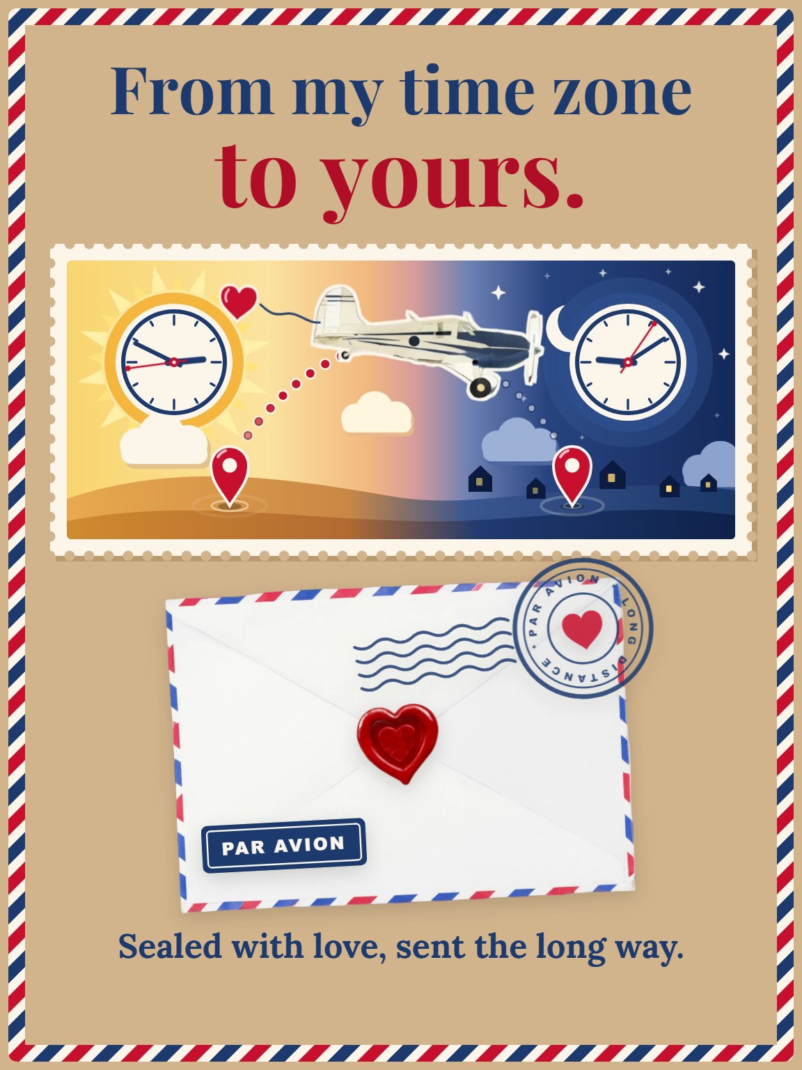 Par Avion, My Heart Long-Distance Love Card