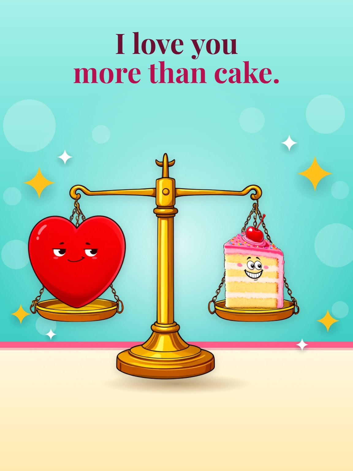 Love You More Than Cake Funny Birthday Card