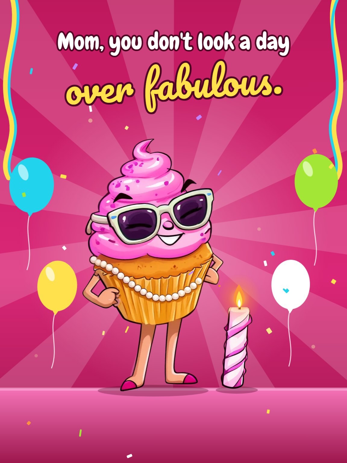Day Over Fabulous Mom Birthday Card