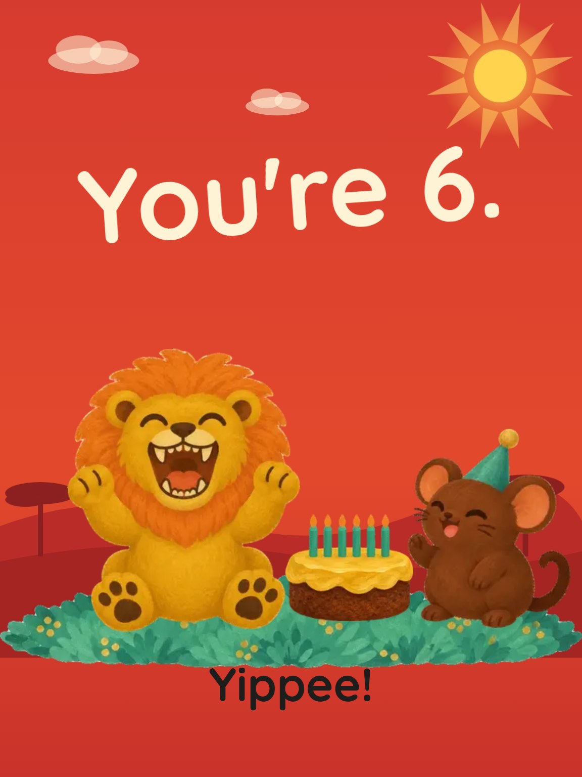 Yippee Six Kids Birthday Card