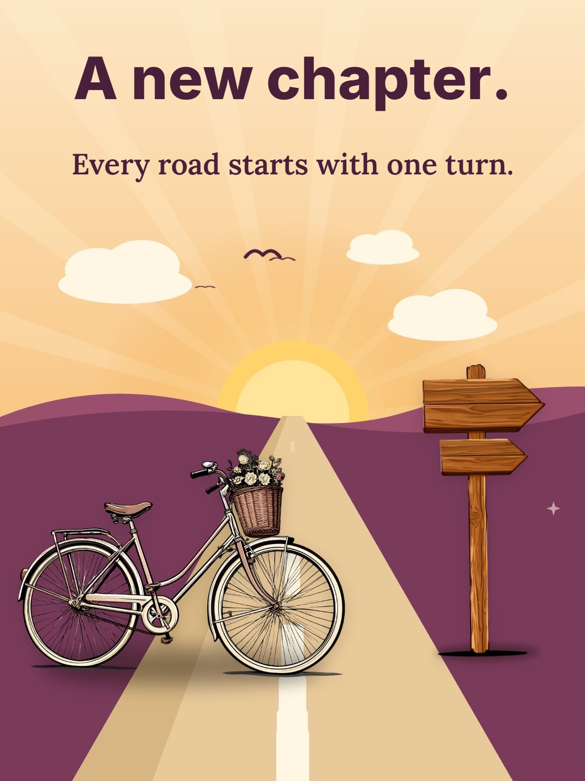 First Light on a New Road New Beginnings Card