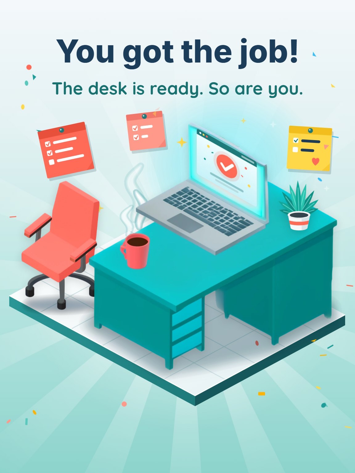 Fresh Desk, First Day New Job Card