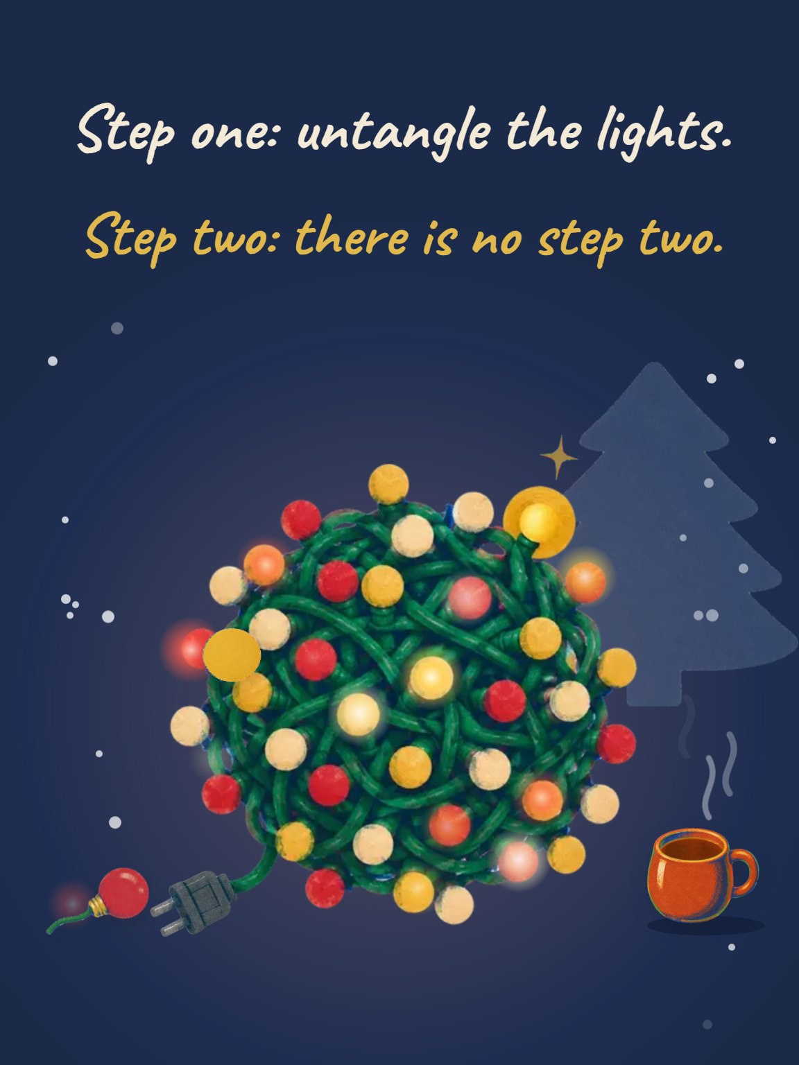 Untangle the Lights Funny Christmas Card