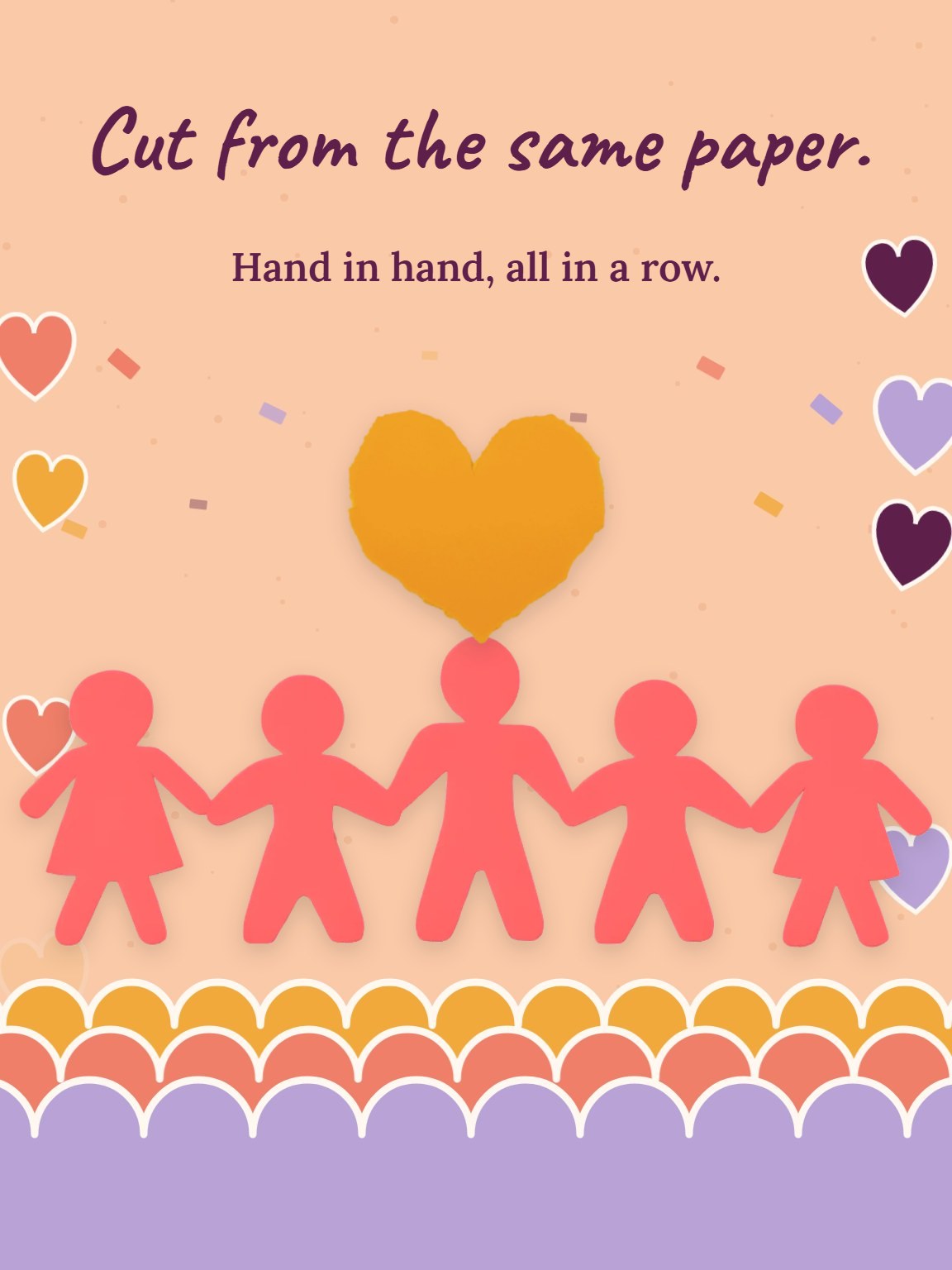 Cut-Paper Friends Galentine's Day Card