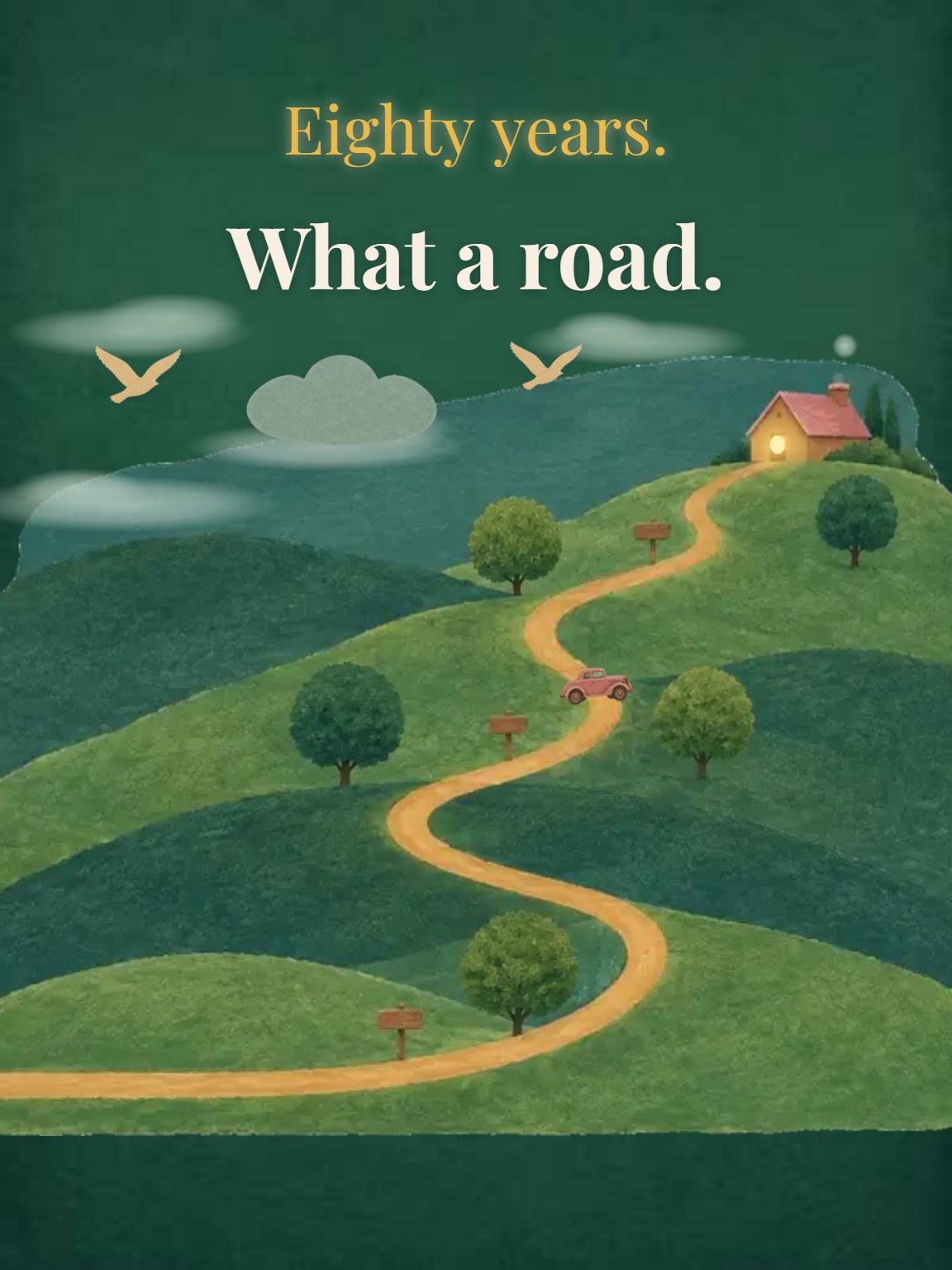 The Road to 80 Birthday Card