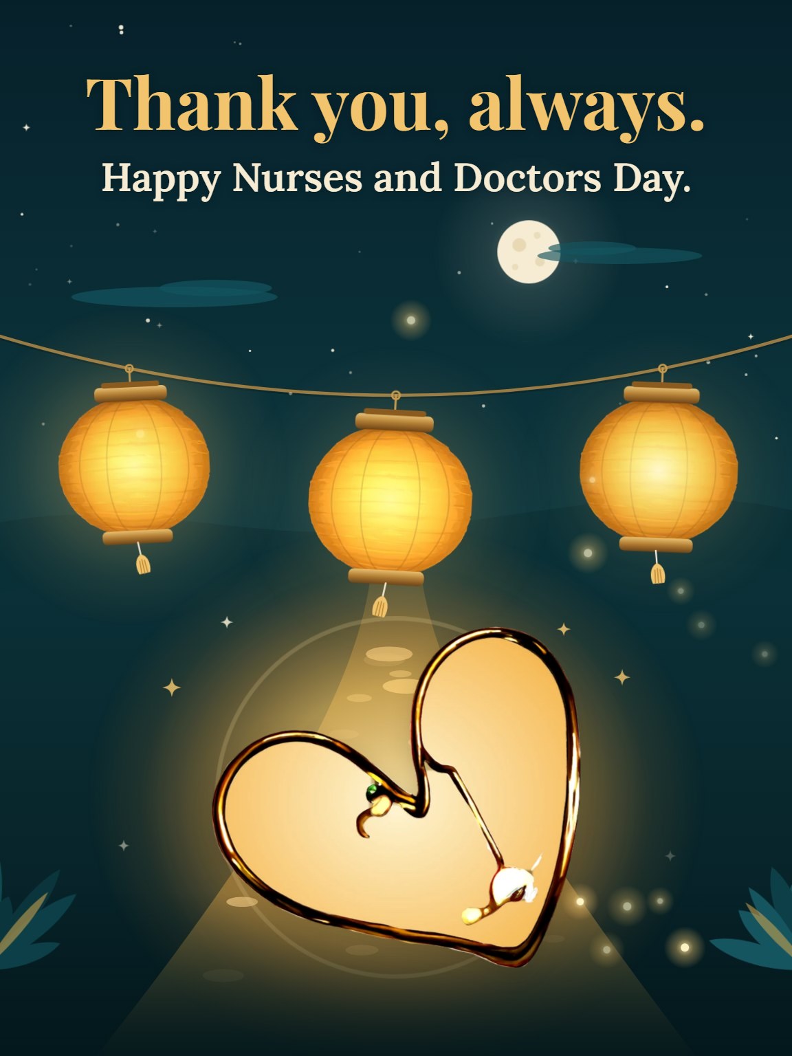Night Shift Lanterns Nurses and Doctors Day Card