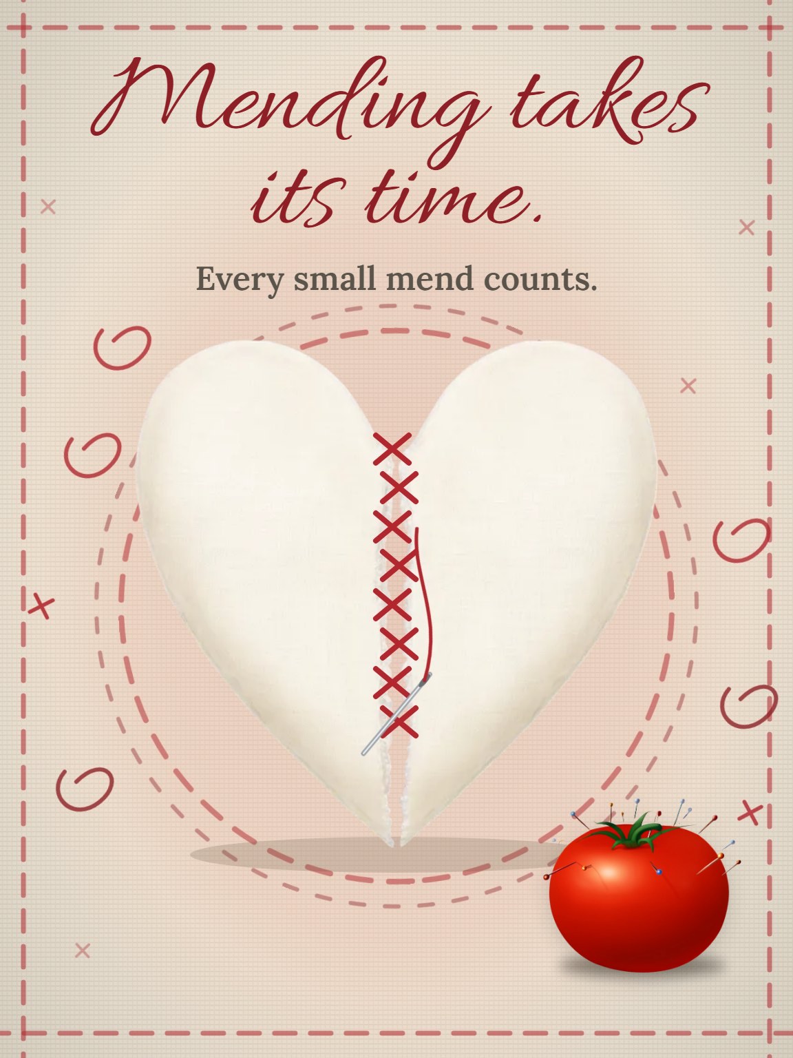 Mended With Thread Strength and Healing Card