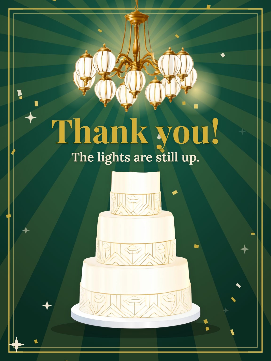 Deco Emerald Wedding Thank You Card