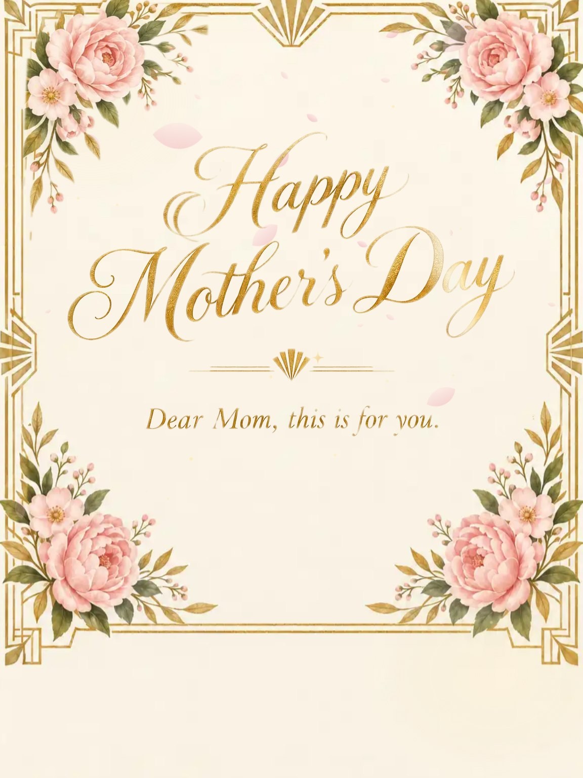 Gold Frame Florals Mother's Day Card