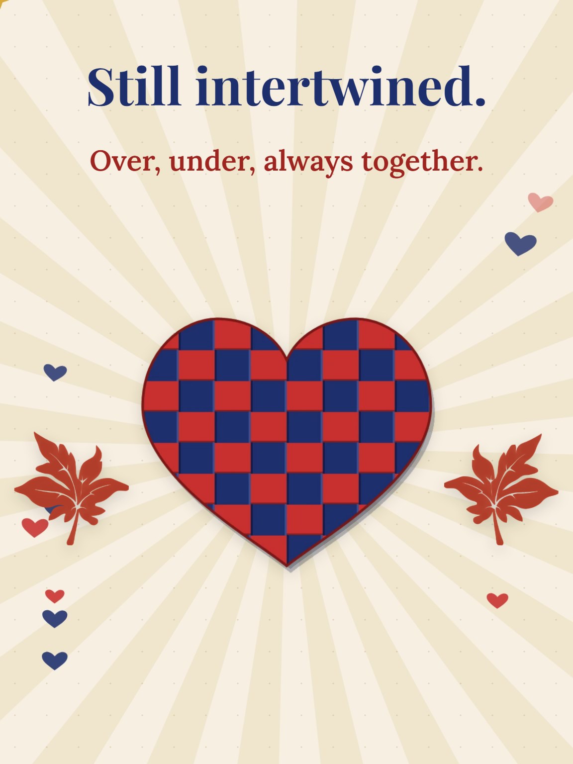 Woven Folk Hearts Wedding Anniversary Card