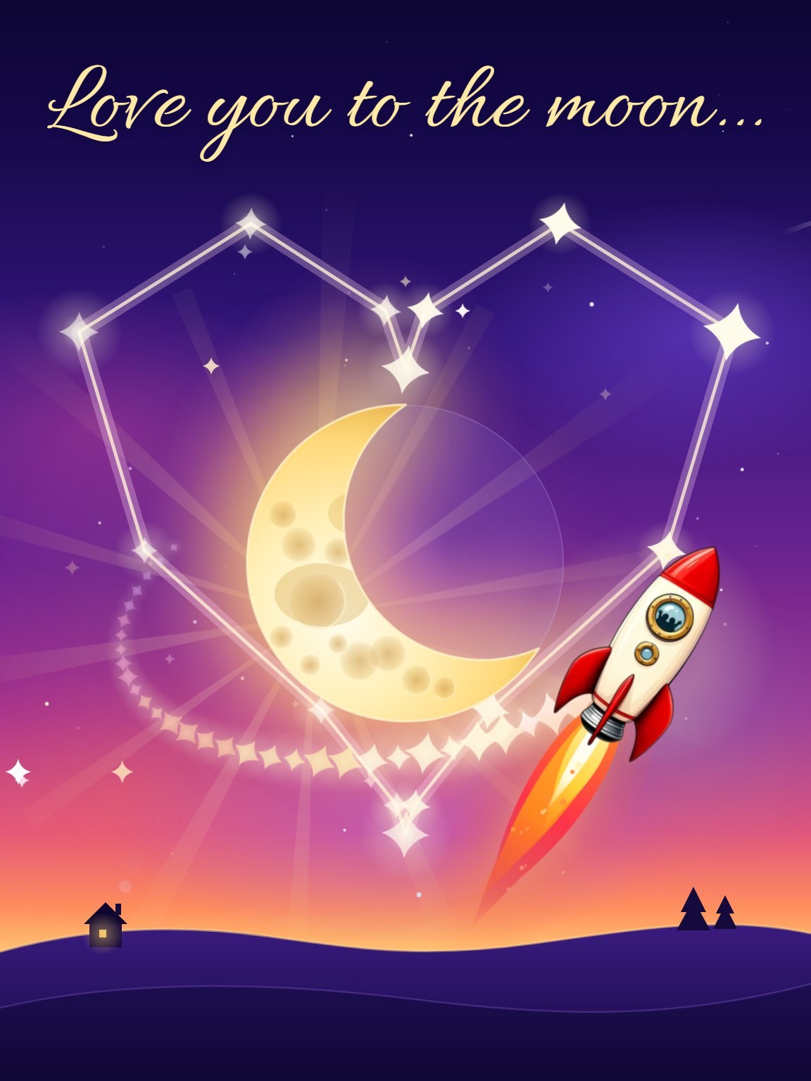 Round Trip to the Moon Anniversary Card