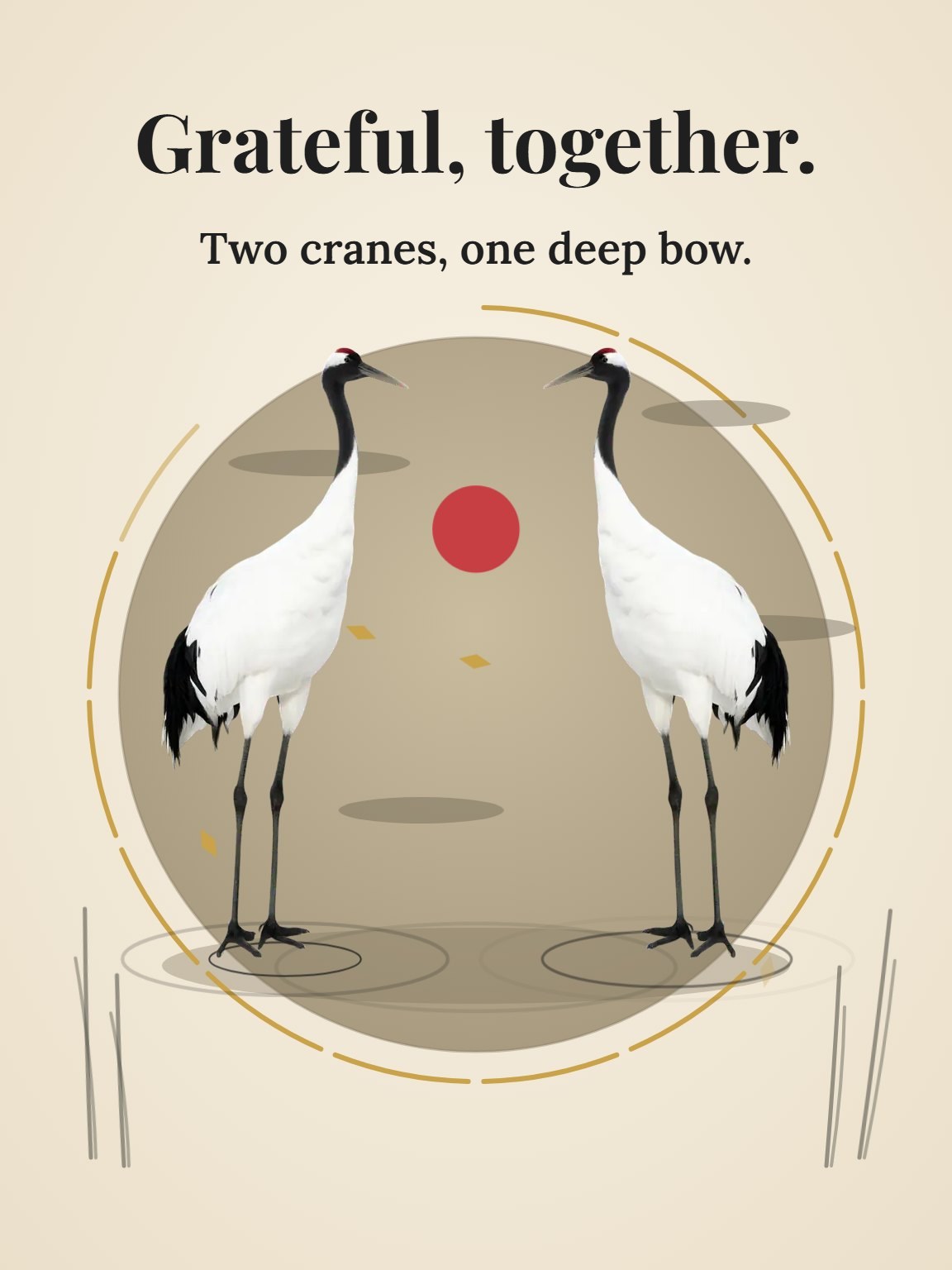 Paired Cranes Wedding Thank You Card