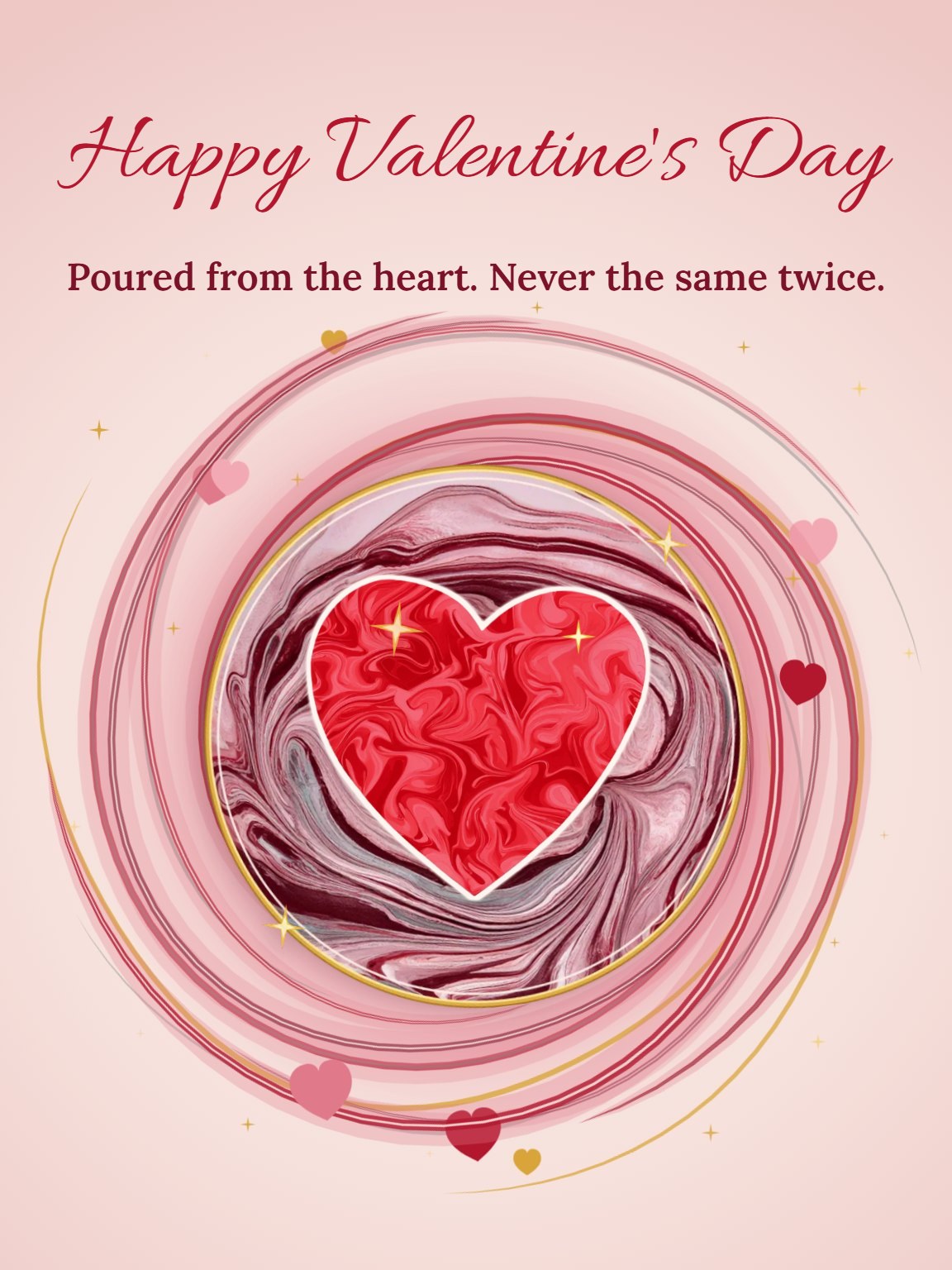 Marbled Crimson Heart Valentine's Day Card