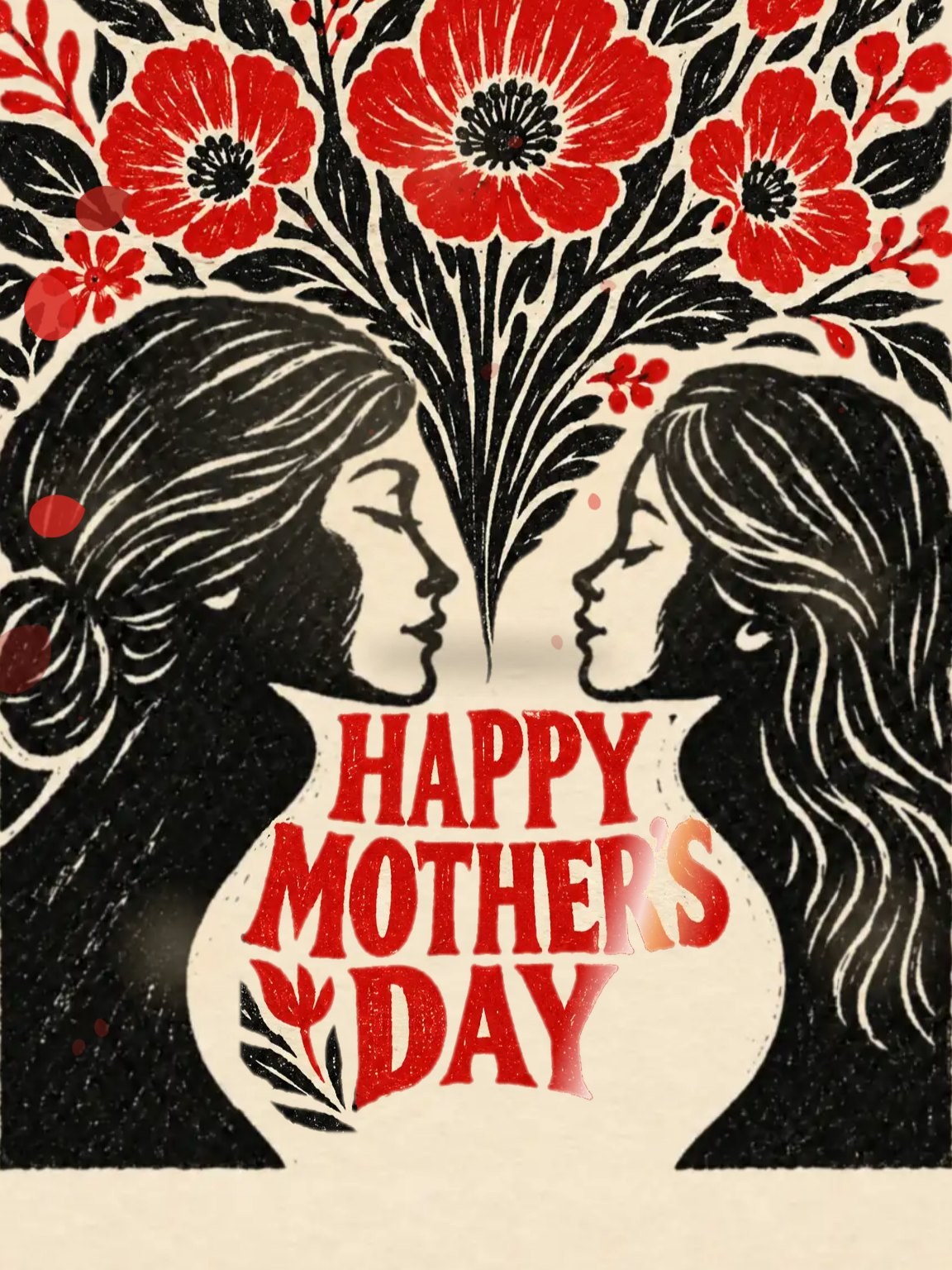 Linocut Profiles Mother's Day Card
