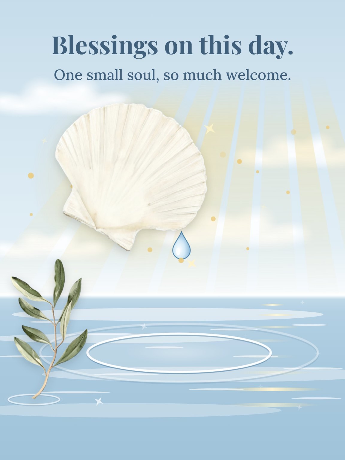 Shell and Still Water Baptism Card