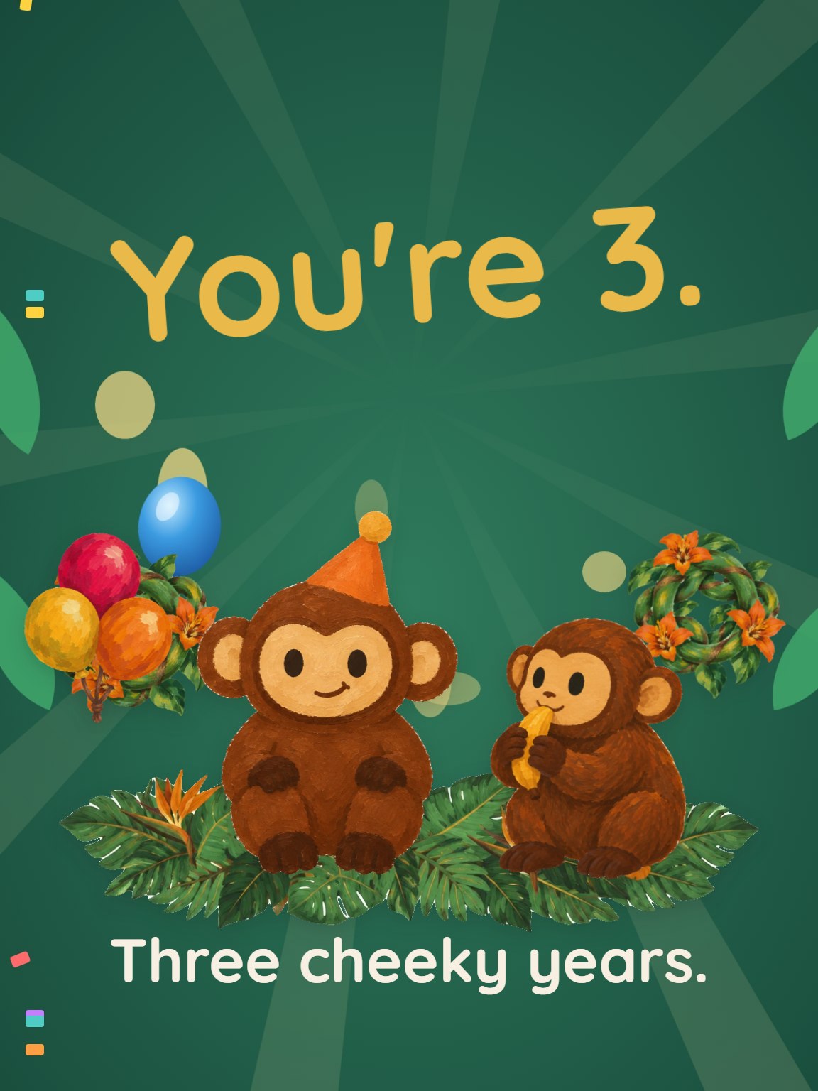 Cheeky Monkeys Kids Birthday Card